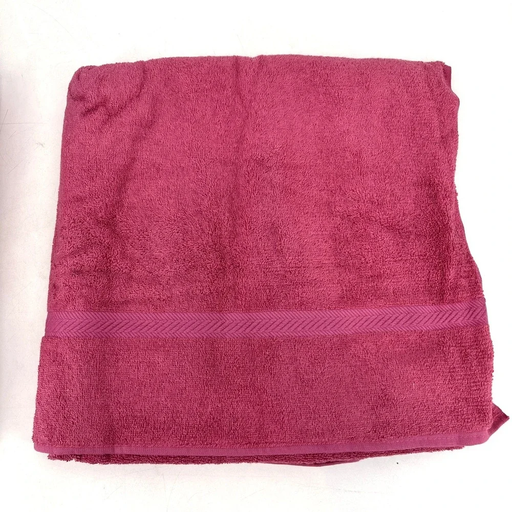 Vintage Sears Drylon Bath Towels & 4 Washcloth Set Raspberry Pink MCM Vibrant
